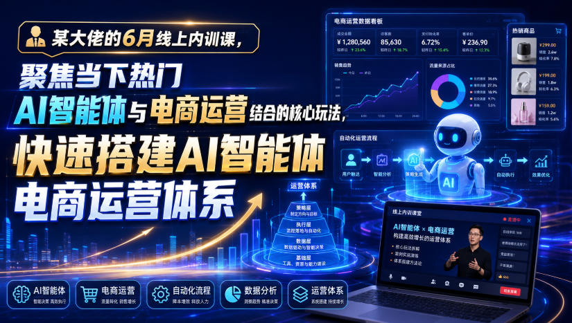 某大佬的6月线上内训课，聚焦当下热门AI智能体与电商运营结合的核心玩法，快速搭建AI智能体电商运营体系-三禾网络