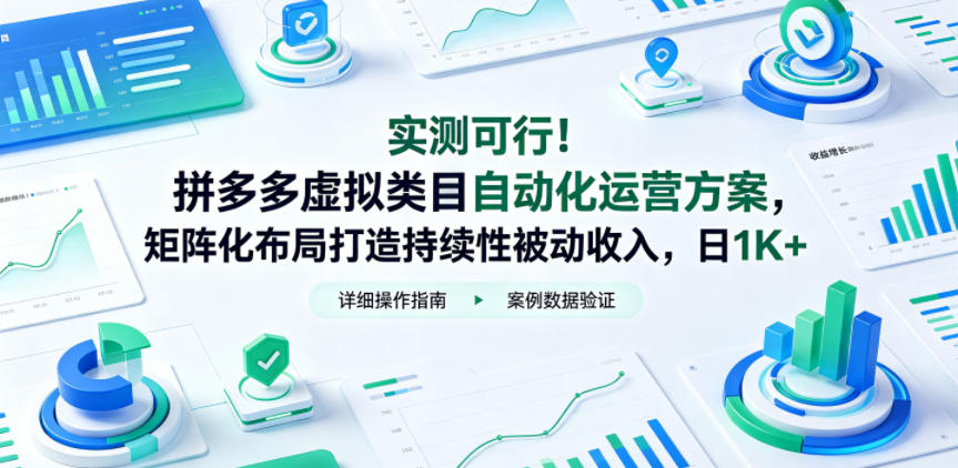 实测可行！拼多多虚拟类目自动化运营方案，矩阵化布局打造持续性被动收入，日1K+【揭秘】-三禾网络