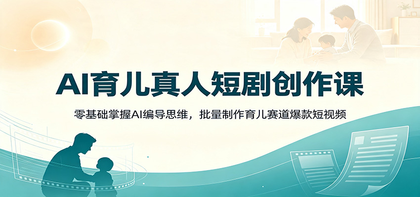 AI育儿真人短剧创作课：零基础掌握AI编导思维，批量制作育儿赛道爆款短视频-三禾网络