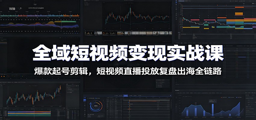 全域短视频变现实战课：爆款起号剪辑，短视频直播投放复盘出海全链路-三禾网络