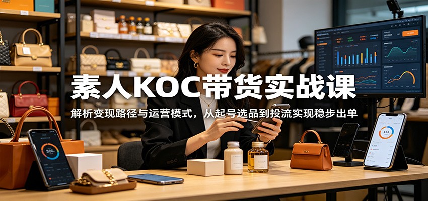素人KOC带货实战课：解析变现路径与运营模式，从起号选品到投流实现稳步出单-三禾网络