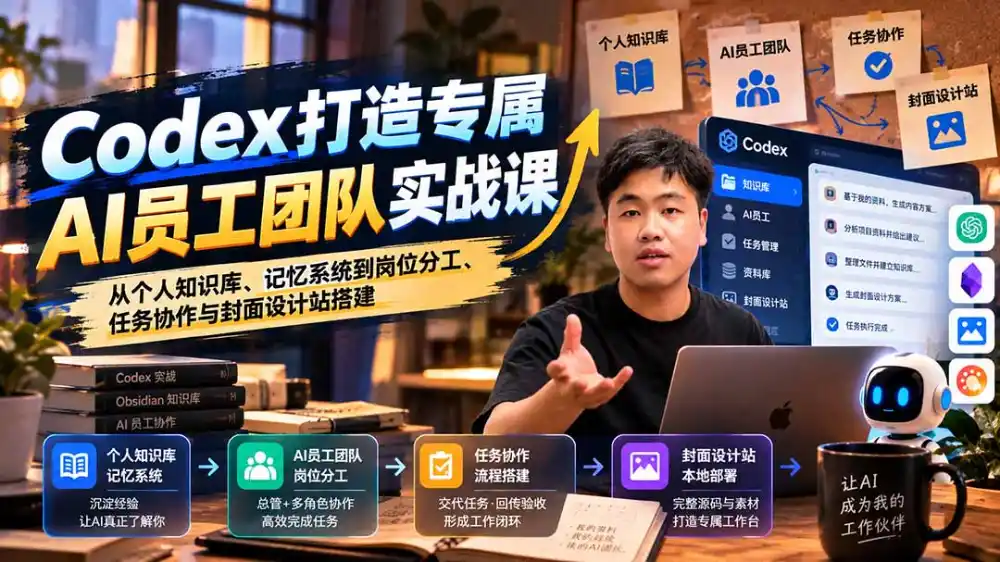 【无水印】Codex打造专属AI员工团队实战课：从个人知识库、记忆系统到岗位分工、任务协作与封面设计站搭建-三禾网络