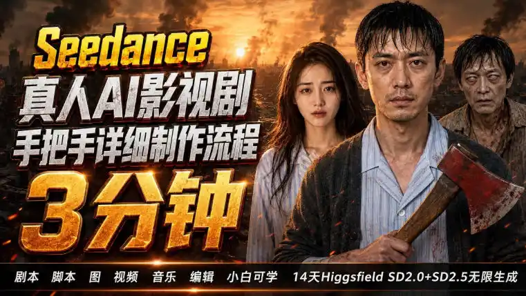 3分钟真人AI影视剧怎么做？SD 2.0手把手完整制作流程｜Higgsfield 14天SD 2.0/2.5无限生成-三禾网络