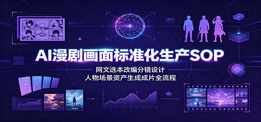 AI漫剧画面标准化生产SOP：网文选本改编分镜设计，人物场景资产生成成片全流程-三禾网络