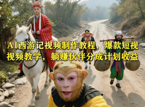 AI西游记视频制作教程，爆款短视频教学，躺賺伙伴分成计划收益-三禾网络