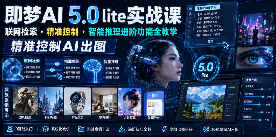 即梦AI 5.0 lite实战课，联网检索・精准控制・智能推理进阶功能全教学，精准控制AI出图-三禾网络
