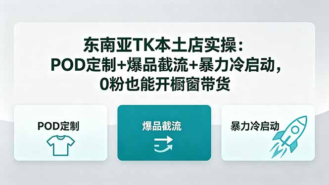东南亚TK本土店实操：POD定制+爆品截流+暴力冷启动，0粉也能开橱窗带货-三禾网络