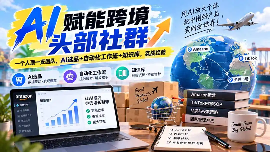 AI赋能跨境头部社群-更新9月:一个人顶一支团队,AI选品+自动化工作流+知识库,实战经验 AI赋能跨境头部社群-更新9月:一个人顶一支团队,AI选品+自动化工作流+知识库,实战经验