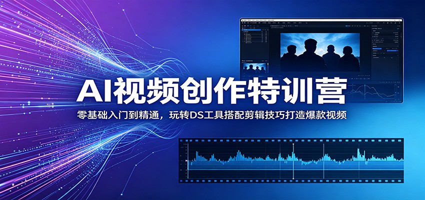 AI视频创作特训营：零基础入门到精通，玩转DS工具搭配剪辑技巧打造爆款视频-三禾网络