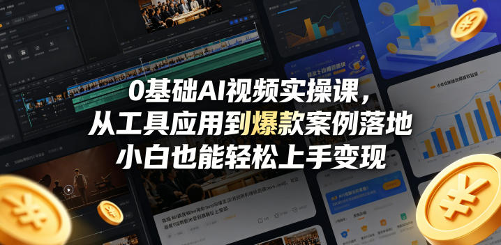0基础AI视频实操课，从工具应用到爆款案例落地，小白也能轻松上手变现-三禾网络