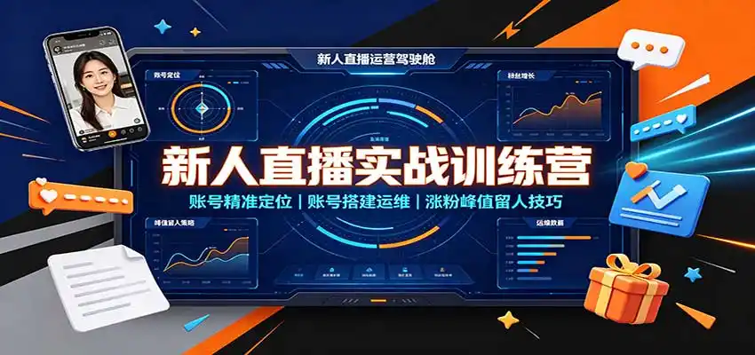 新人直播实战训练营:账号精准定位,账号搭建运维,涨粉峰值留人技巧 新人直播实战训练营:账号精准定位,账号搭建运维,涨粉峰值留人技巧
