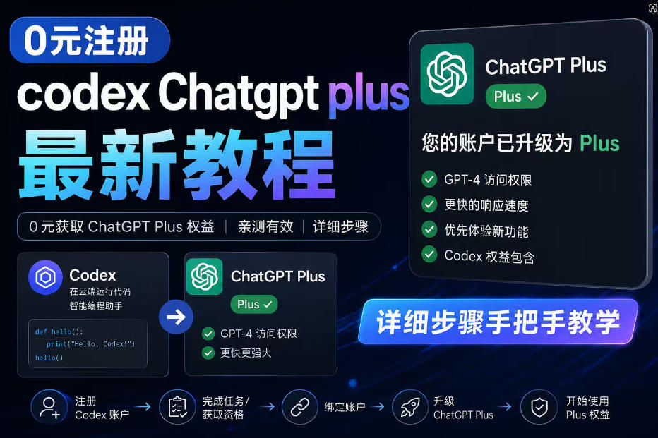 0元全自动注册codex gpt plus最新教程，0元获取GPT Plus权益，手把手详细教学-三禾网络