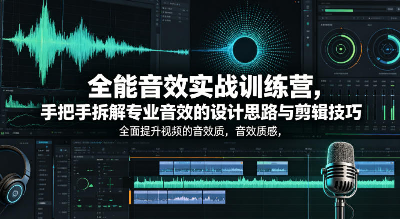 全能音效实战训练营，手把手拆解专业音效的设计思路与剪辑技巧，全面提升视频的音效质感-三禾网络