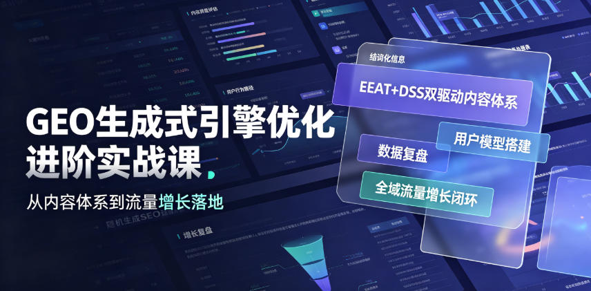 GEO生成式引擎优化进阶实战课｜EEAT+DSS双驱动内容体系、用户模型搭建、数据复盘、全域流量增长闭环落地教程-三禾网络