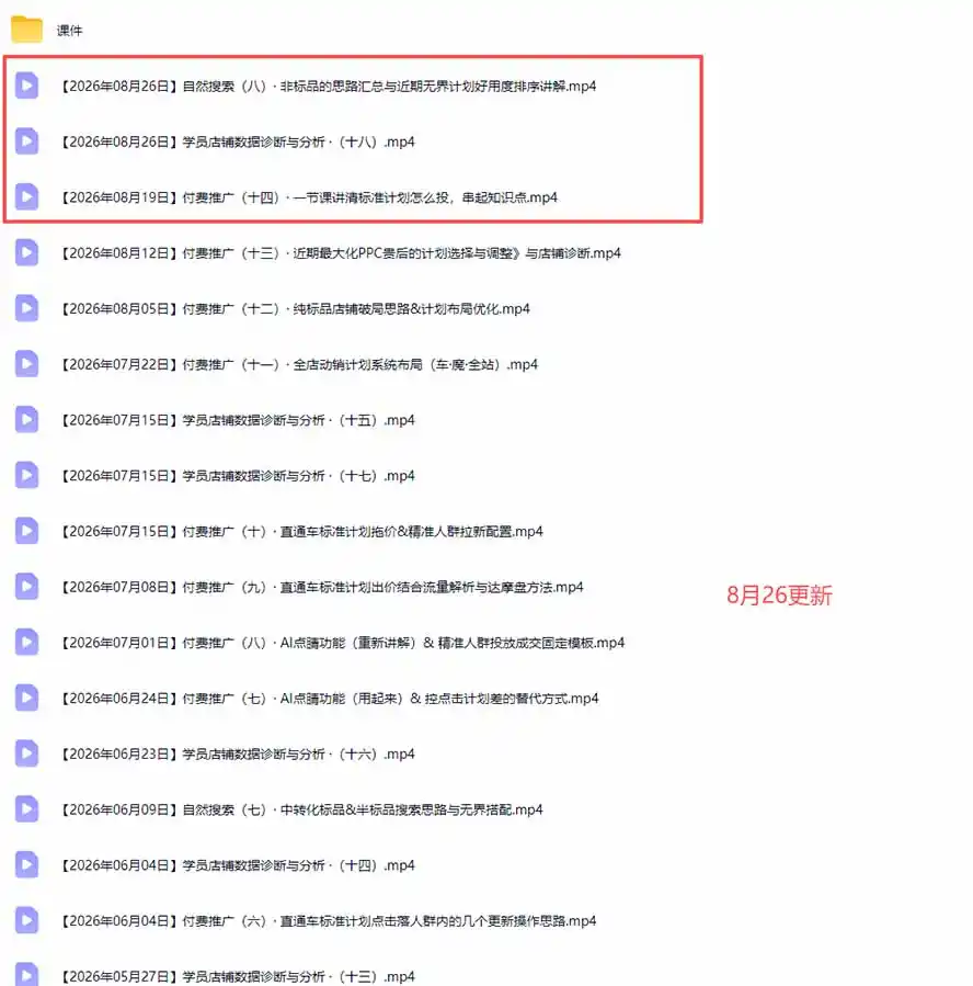 2026淘宝电商终局之战VIP课-更新:自然搜索+直通车+无界+精准人群,系统掌握测款动销与全店推广布局方法 2026淘宝电商终局之战VIP课-更新:自然搜索+直通车+无界+精准人群,系统掌握测款动销与全店推广布局方法