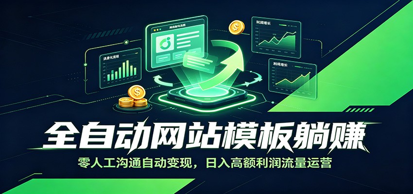 全自动网站模板躺赚：零人工沟通自动变现，日入高额利润流量运营-三禾网络