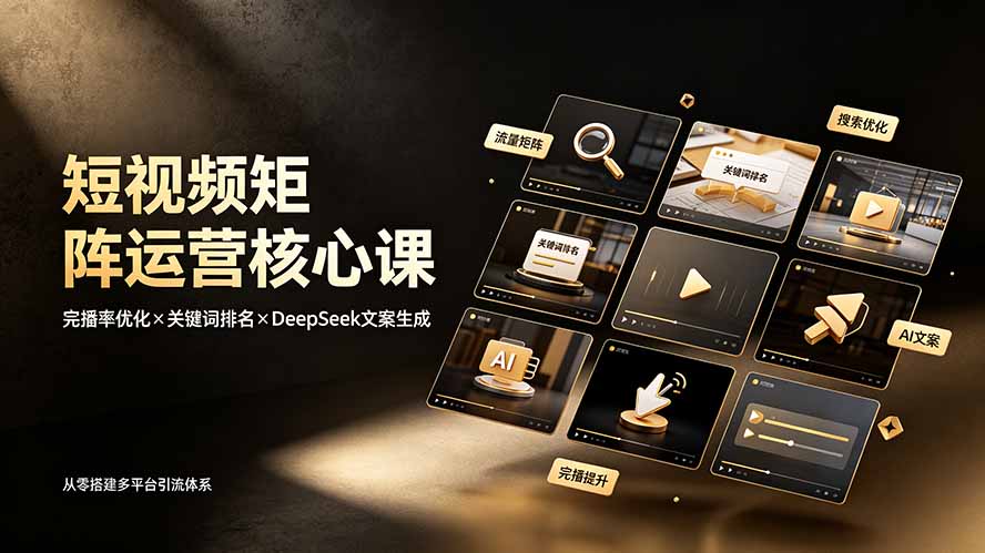 短视频矩阵运营核心课：完播率优化×关键词排名×DeepSeek文案生成，从零搭建多平台引流体系-三禾网络