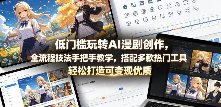 低门槛玩转AI漫剧创作，全流程技法手把手教学，搭配多款热门工具，轻松打造可变现优质作品-三禾网络