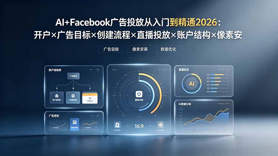 AI+Facebook广告投放从入门到精通2026：开户×广告目标×创建流程×直播投放×账户结构×像素安装×AI赋能-三禾网络