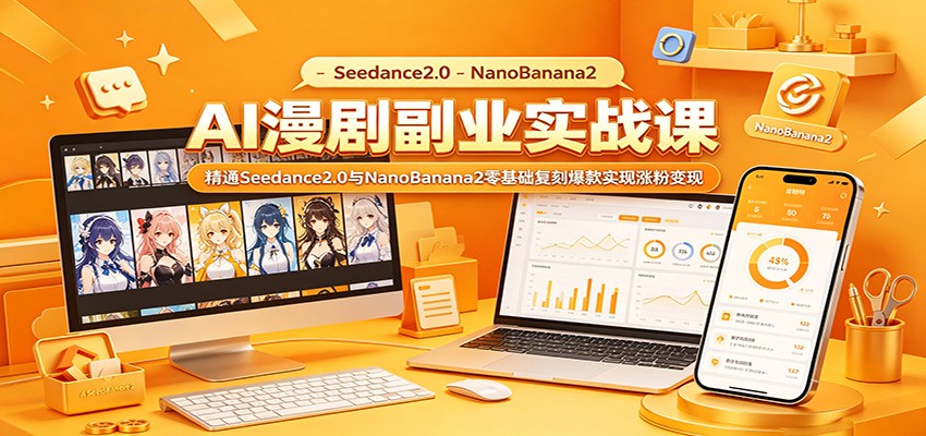 AI漫剧副业实战课：精通Seedance2.0与NanoBanana2零基础复刻爆款实现涨粉变现-三禾网络