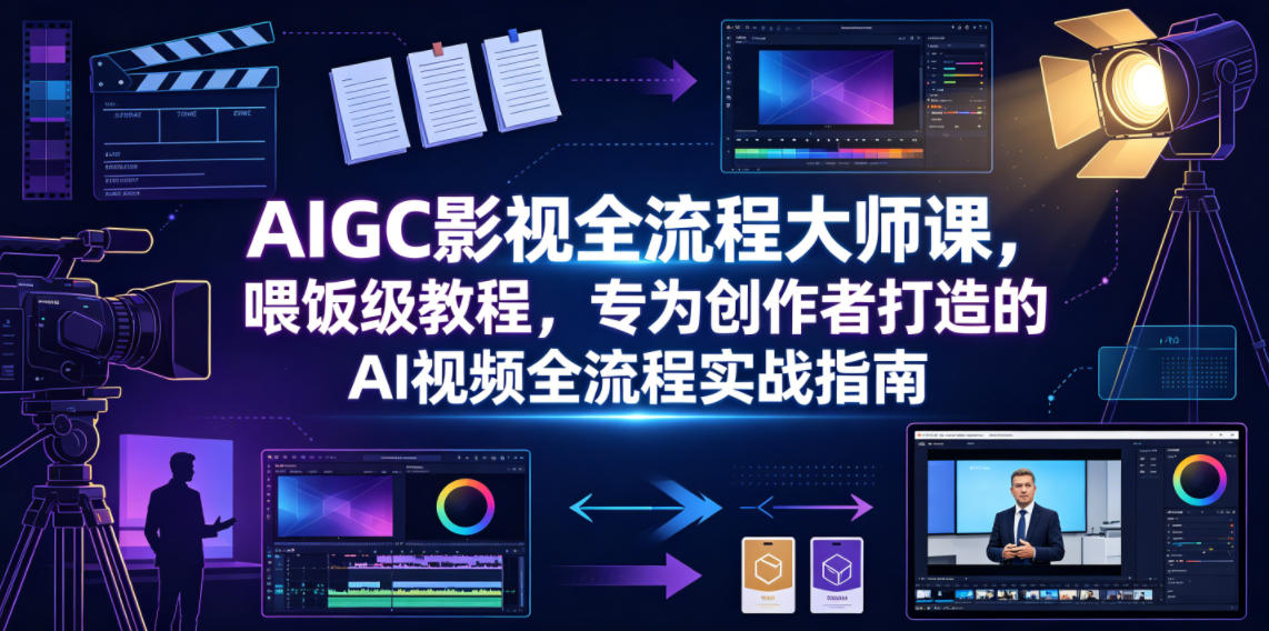 AIGC影视全流程大师课，喂饭级教程，专为创作者打造的AI视频全流程实战指南-三禾网络