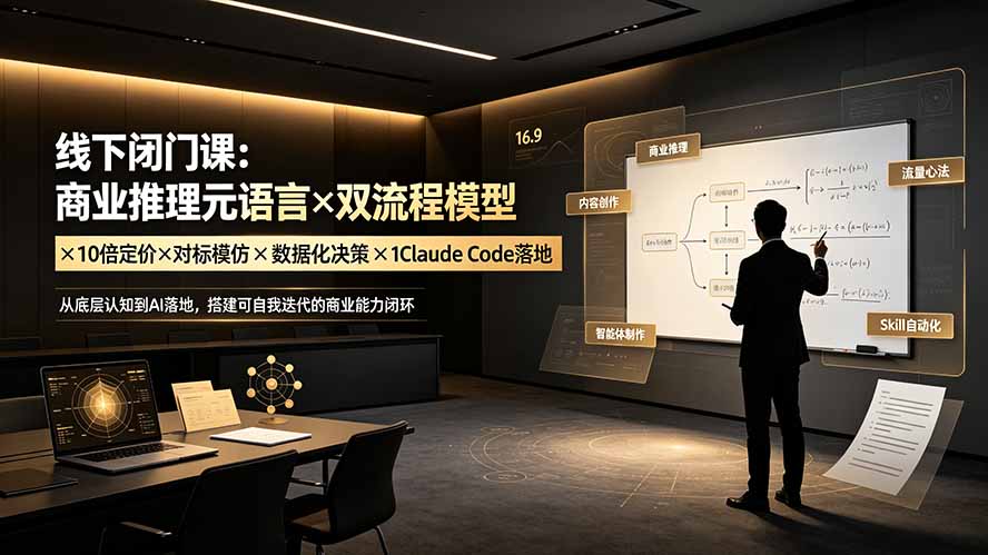 线下闭门课：商业推理元语言×双流程模型×10倍定价×对标模仿×数据化决策×Claude Code落地，击穿认知盲区-三禾网络