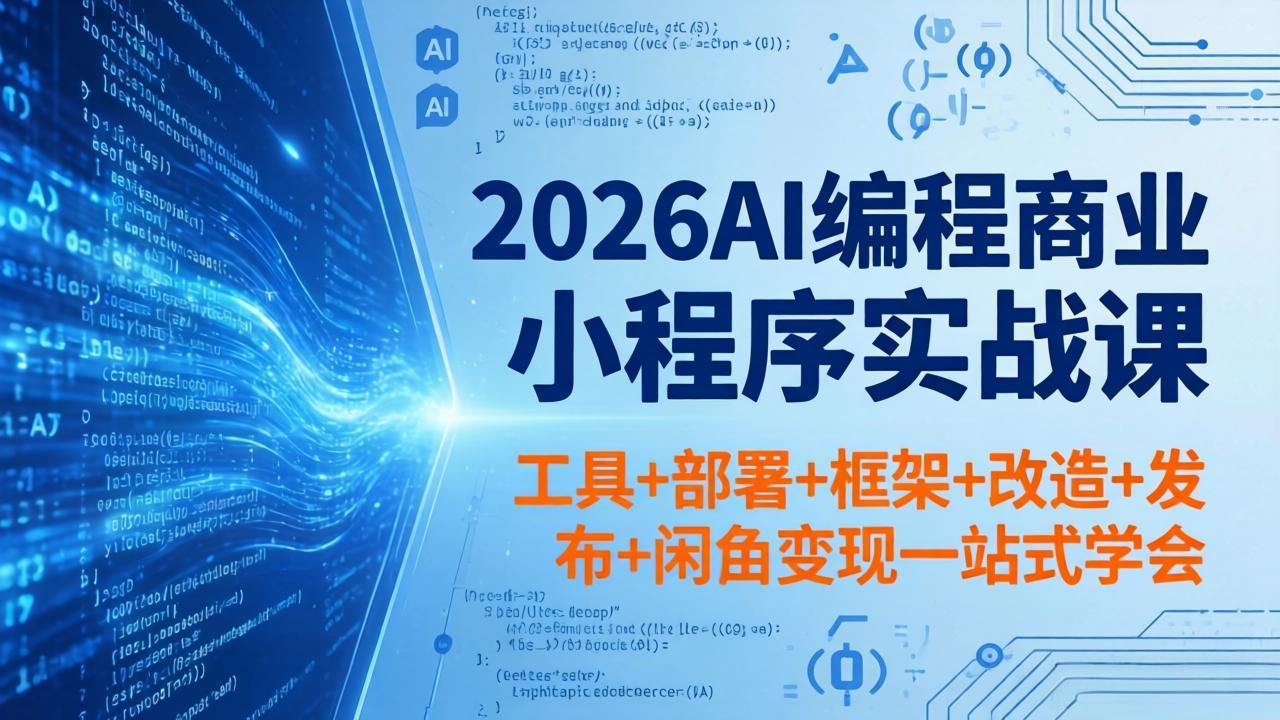 2026AI编程商业小程序实战课，工具+部署+框架+改造+发布+闲鱼变现一站式学会-三禾网络