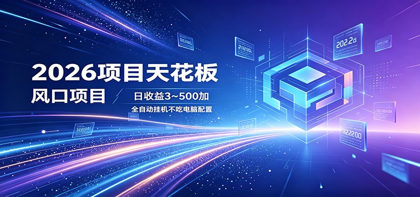 2026项目天花板，风口项目，日收益3~500+全自动挂机，不吃配置-三禾网络