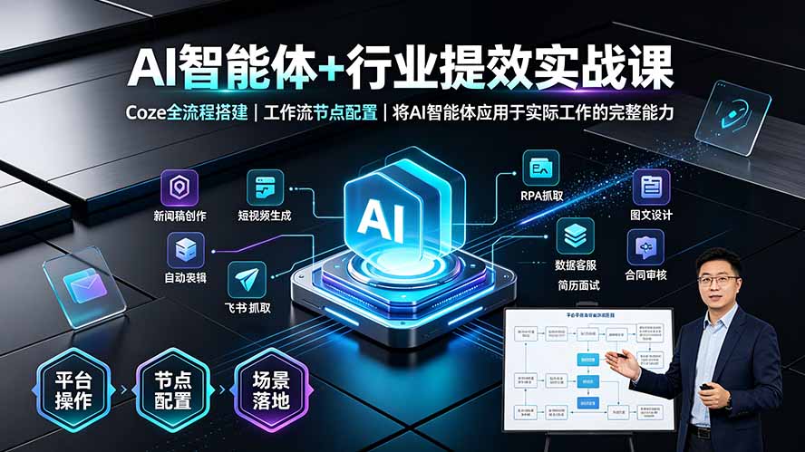 AI智能体+行业提效实战课·Coze全流程搭建｜工作流节点配置｜将AI智能体应用于实际工作的完整能力-三禾网络