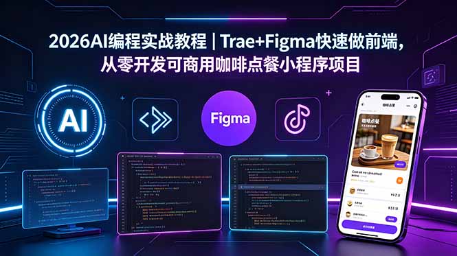 2026AI编程实战教程｜Trae+Figma快速做前端，从零开发可商用咖啡点餐小程序项目-三禾网络
