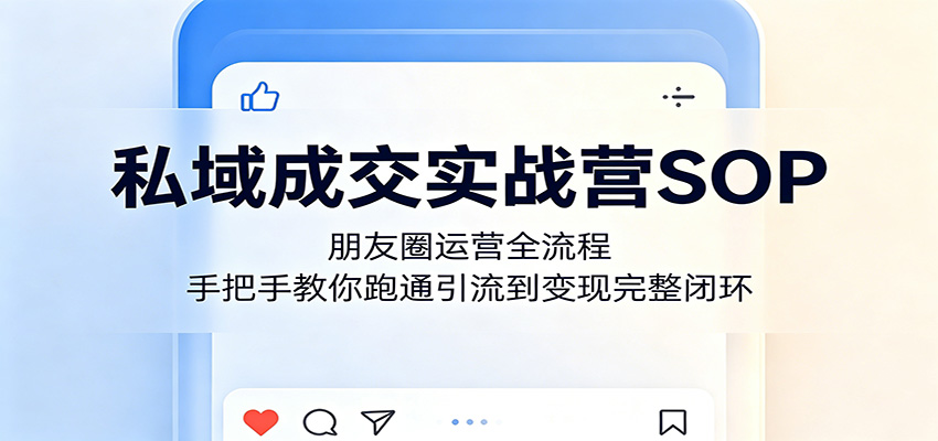 私域成交实战营SOP：朋友圈运营全流程，手把手教你跑通引流到变现完整闭环-三禾网络
