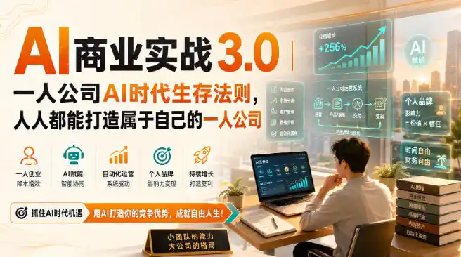AI商业实战3.0｜一人公司AI时代生存法则，人人都能打造属于自己的一人公司-三禾网络