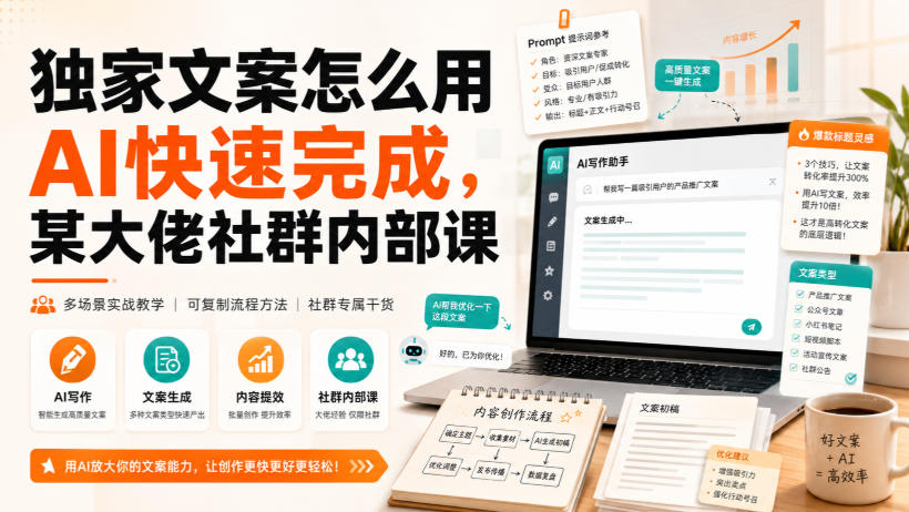 独家文案怎么用AI快速完成，某大佬社群内部课-三禾网络