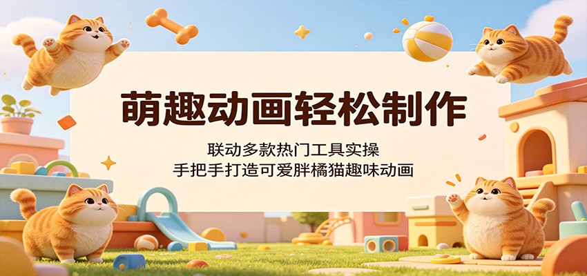 萌趣动画轻松制作，联动多款热门工具实操，手把手打造可爱胖橘猫趣味动画-三禾网络