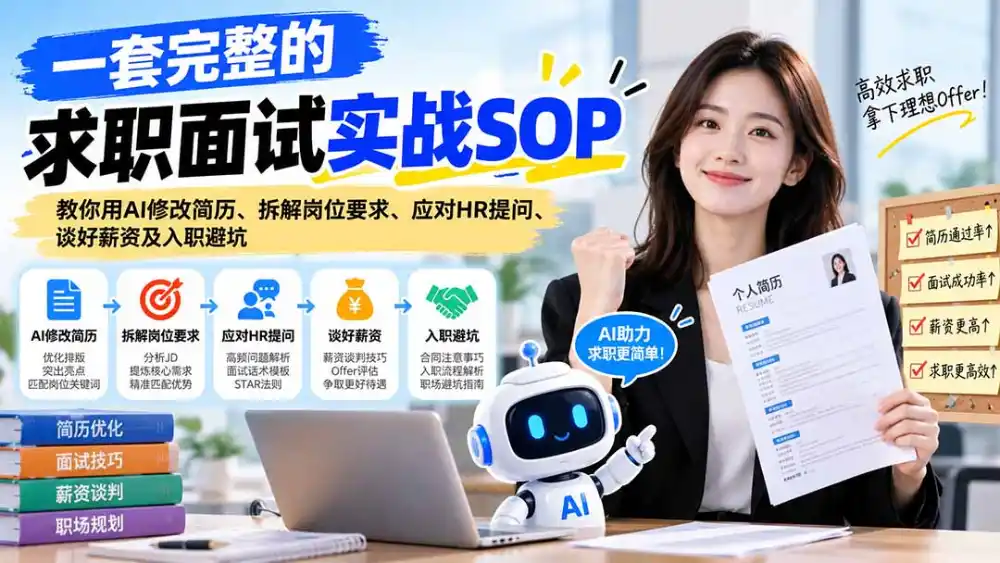 一套完整的求职面试实战SOP：教你用AI修改简历、拆解岗位要求、应对HR提问、谈好薪资及入职避坑-三禾网络