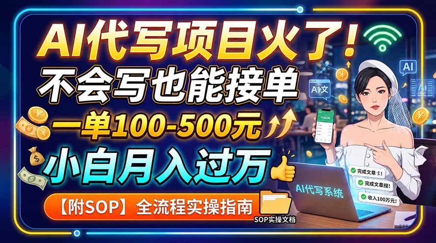 AI代写项目火了！不会写也能接单，一单100-500元，小白月入过万【附SOP】-三禾网络