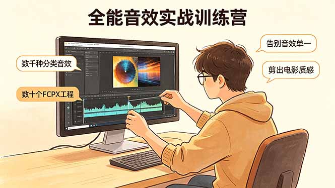 全能音效实战训练营：数千种分类音效+数十个FCPX工程，告别音效单一，剪出电影质感-三禾网络