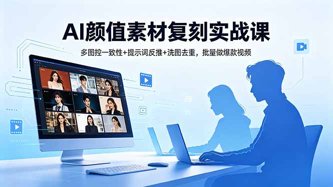 AI颜值素材复刻实战课，多图控一致性+提示词反推+洗图去重，批量做爆款视频-三禾网络