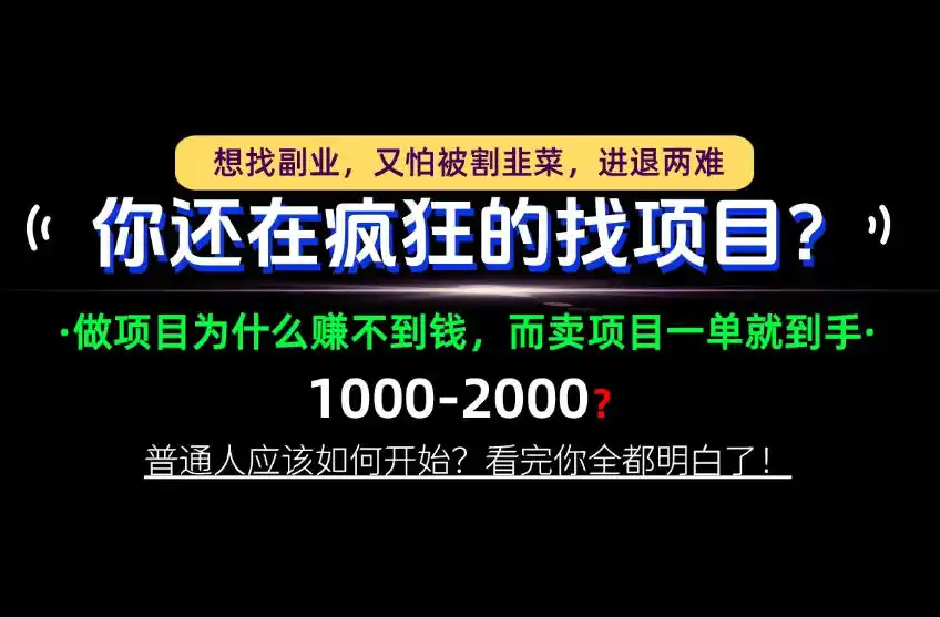 你还在疯狂的找项目？别傻了！卖项目才是真正的一本万利！怎么做，看完你全都明白！【揭秘】-三禾网络