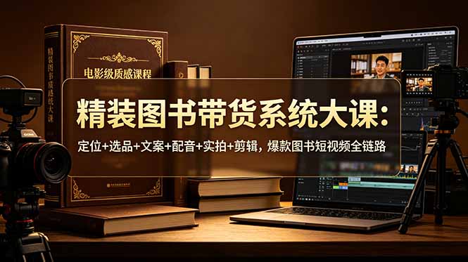 精装图书带货系统大课：定位+选品+文案+配音+实拍+剪辑，爆款图书短视频全链路-三禾网络