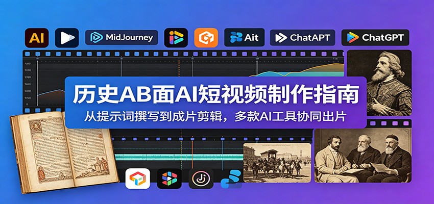 历史AB面AI短视频制作指南：从提示词撰写到成片剪辑，多款AI工具协同出片-三禾网络