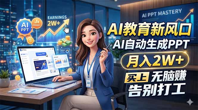 AI教育新风口，AI自动生成PPT，月入2W+，无脑赚，告别打工-三禾网络