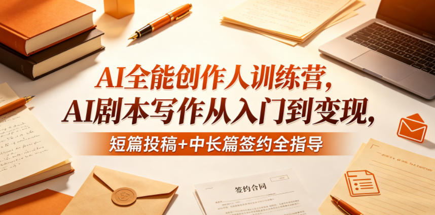 AI全能创作人训练营，AI剧本写作从入门到变现，短篇投稿+中长篇签约全指导-三禾网络