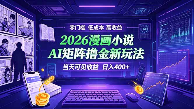 爆款小说漫画大阅读 ai矩阵操作 当天可见收益 日入400+ 零门槛 高收益-三禾网络