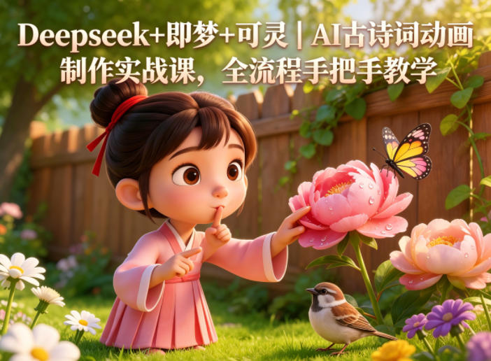 Deepseek+即梦+可灵｜AI古诗词动画制作实战课，全流程手把手教学-三禾网络