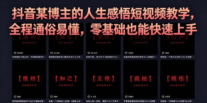 抖音某博主的灰太狼人生感悟短视频教学，全程通俗易懂，零基础也能快速上手-三禾网络