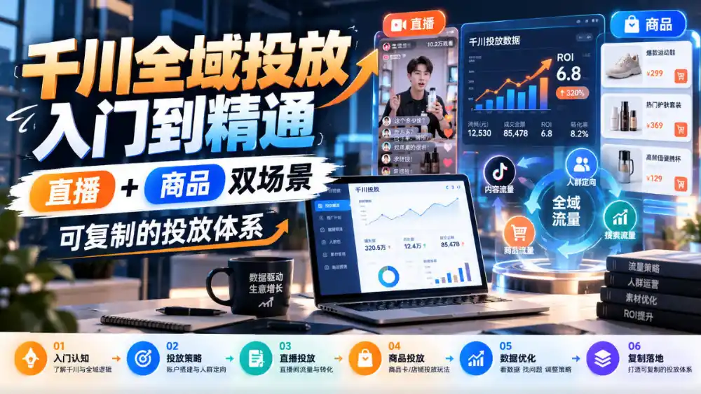 千川全域投放入门到精通，直播+商品双场景，可复制的投放体系(更新1026)-三禾网络