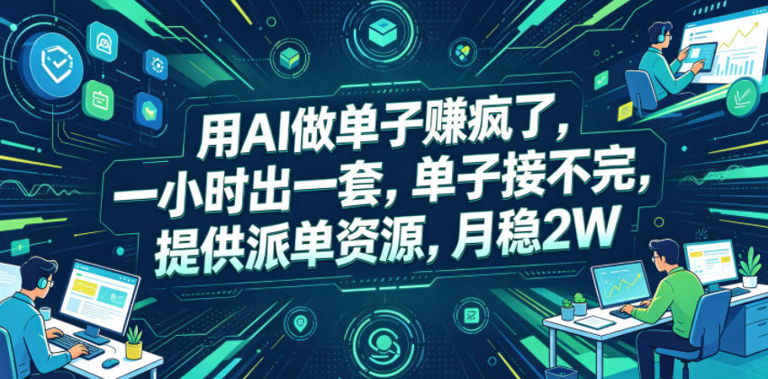 用AI做单子賺疯了，一小时出一套，单子接不完，提供派单资源，月稳2W【揭秘】-三禾网络