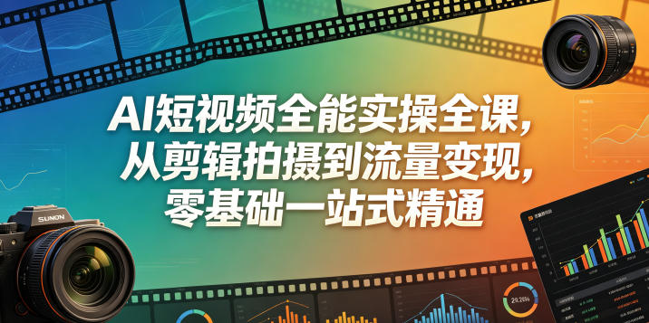 AI短视频全能实操全课，从剪辑拍摄到流量变现，零基础一站式精通-三禾网络