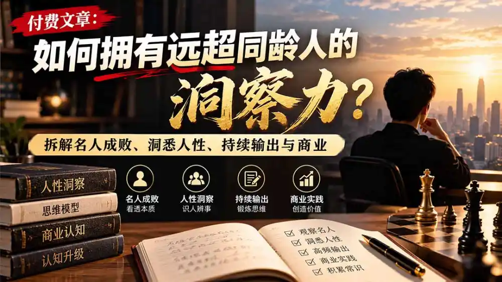 付费文章：如何拥有远超同龄人的洞察力？拆解名人成败、洞悉人性、持续输出与商业实践-三禾网络